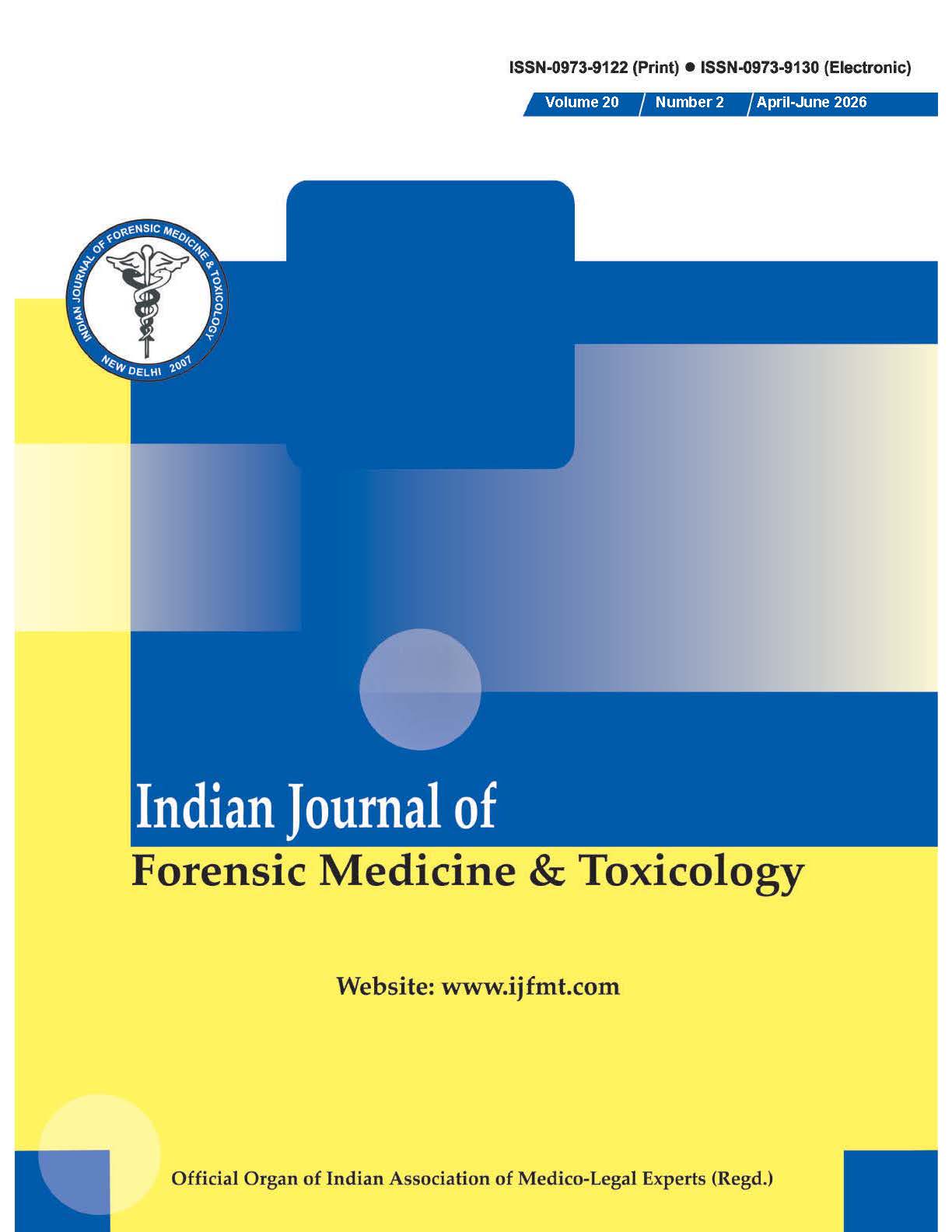 					View Vol. 20 No. 2 (2026): Indian Journal of Forensic Medicine and Toxicology
				